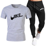 Men's Shirt Tracksuit Two Pieces Sets Men Casual Fitness Sport Suit Short Sleeve T Shirt+trousers Men's Casual Sportswear Suits