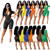 Wholesale Women's Casual Two Piece Sets Mesh Patchwork Printed Crop Tops Skinny Club Wear Sport Wear