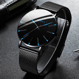 Minimalist Men's Fashion Ultra Thin Watches Simple Men Business Stainless Steel Mesh Belt Quartz Watch relogio (KWT2236)