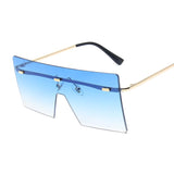 Vintage Square Sunglasses Women Siamese Oversized Sun Glasses For Women Luxury Brand Rimless Ocean Lens Big Shades Oculos De Sol
