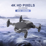 Mini RC Drone 4K HD Camera Quadcopter WiFi Fpv Air Pressure Altitude Hold Black And Foldable Mobile Control Dron Toys