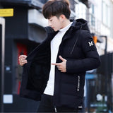 hot sale plus velvet thicken hooded windproof waterproof slim winter mens jacket and coats