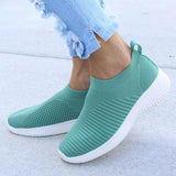 Women Flats Shoes Plus Size 43 Breathable Mesh Platform Sneakers Women Slip on Soft Ladies Casual Shoes Woman Knit Sock Flats