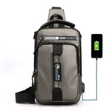 Men Chest Bag Multi functional Single/Double Shoulder Backpack with External USB Charging Port