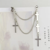 Fashion Punk Black Cross Drop Earrings For Teens Vintage Rock Pride Long Chain Butterfly Ear Cuffs Women Earrings Girls Jewelry