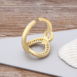 Fashion Copper Zircon Crystal Gold Plated Ring Round Shape Jewelry Filled Wedding Band Rings Gemstone Ring party For Lady