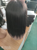 Real human hair 10a grade Machine Made Straight Indian Human Hair Wig  Bob Wig With Bangs short pixie hair machine made wig