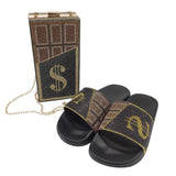 luxury party dollar bag with sandals fashion  rhinestone diamond women handbags ladies elegant evening clutch bag purses