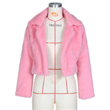 JRRY Casual Women Faux Fur Coats Long Sleeve Furry Cropped Jacket Open Stitch Fluffy Overcoat Plus Size XXL Outdoor Wear