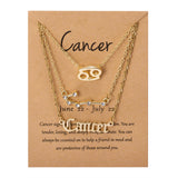 3Pcs/Set Cardboard Star Zodiac Sign Pendant Gold Color 12 Constellation Necklace Aries Cancer Leo Scorpio Necklace Jewelry Gifts