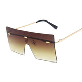 Vintage Square Sunglasses Women Siamese Oversized Sun Glasses For Women Luxury Brand Rimless Ocean Lens Big Shades Oculos De Sol