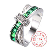 100% 925 Sterling Silver Jewelry Vintage Purple Crystal Couple&#39;s Wedding Silver Rings for Women Men Fashion Anel De Prata Bijoux