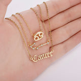 3Pcs/Set Cardboard Star Zodiac Sign Pendant Gold Color 12 Constellation Necklace Aries Cancer Leo Scorpio Necklace Jewelry Gifts