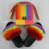 Fashion Style Slides Summer outdoor Flip Flops Flat Fur Sandals women Slippers