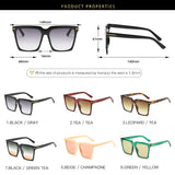 Oversize Square Sunglasses Women Vintage Brand Big Frame Sun Glasses Woman Black Gradient Female Glasses Oculos UV400