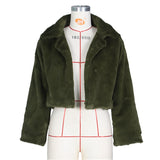 JRRY Casual Women Faux Fur Coats Long Sleeve Furry Cropped Jacket Open Stitch Fluffy Overcoat Plus Size XXL Outdoor Wear