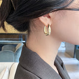 New Classic Copper Alloy Smooth Metal Hoop Earrings For Woman Fashion Korean Jewelry Temperament Girl&#39;s Daily Wear earrings