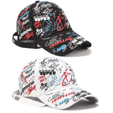 New Unisex Women Men Hats Adjustable Black White Color Printing Graffiti All-matching Baseball Cap For Male Female