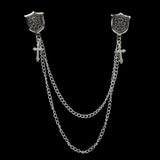 Man Suit Shirt Collar Tassel Chain Lapel Pin Brooch Dragon Badge Retro Pins Wedding Dress Party Dance Neckware Accessories