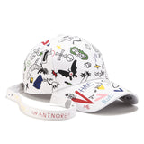 New Unisex Women Men Hats Adjustable Black White Color Printing Graffiti All-matching Baseball Cap For Male Female