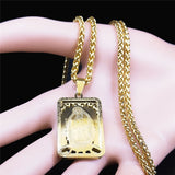 Hip Hop Double Layer Stainless Steel Long Pendant Necklace Women/Men Gold Color Virgin Mary Jewelry collier homme N6003S02