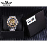 T-WINNER 614 Luxury Brand Mechanical Watches Diamond Stainless Steel Manual Mechanical Watches Men