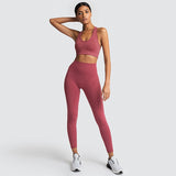 Gym 2 Piece Set Workout Clothes For Women Yoga Set Solid Color Fitness Leggings Sportswear Woman Yoga Wear Sport Bra And Pants