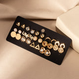Women&#39;s Earrings Set Retro Korean Geometric Stud Earrings for Women Korean Gold Small Metal Pearl Earring,  Trend Jewelry