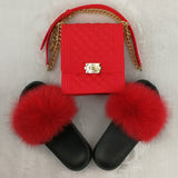 Fashion Style Slides Summer outdoor Flip Flops Flat Fur Sandals women Slippers