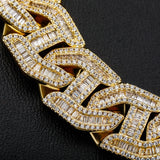TOPGRILLZ Mens Bracelet 16mm Prong Baguette Curb Chain High Quality Iced Cubic Zirconia Hip Hop Rapper Luxury Jewelry Gift Party