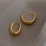New Classic Copper Alloy Smooth Metal Hoop Earrings For Woman Fashion Korean Jewelry Temperament Girl&#39;s Daily Wear earrings