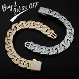 TOPGRILLZ Mens Bracelet 16mm Prong Baguette Curb Chain High Quality Iced Cubic Zirconia Hip Hop Rapper Luxury Jewelry Gift Party