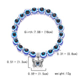 Classic Blue Evil Eyes Palm Butterfly Pendant Bracelet Wishing Elastic Rope Chain Resin Beads Bracelet For Women Jewelry Gift