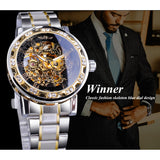 T-WINNER 614 Luxury Brand Mechanical Watches Diamond Stainless Steel Manual Mechanical Watches Men