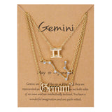 3Pcs/Set Cardboard Star Zodiac Sign Pendant Gold Color 12 Constellation Necklace Aries Cancer Leo Scorpio Necklace Jewelry Gifts