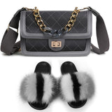 women's shoes new fashion outer wear fox fur slippers real hair grass summer flat slippers