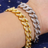 1PC  12mm  Link Chain  Bracelet Iced Out Cuban  Hiphop Chains Cadena Men Hip Hop Jewelry