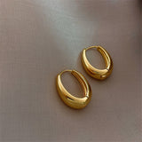 New Classic Copper Alloy Smooth Metal Hoop Earrings For Woman Fashion Korean Jewelry Temperament Girl&#39;s Daily Wear earrings
