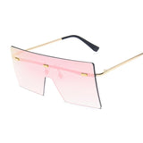 Vintage Square Sunglasses Women Siamese Oversized Sun Glasses For Women Luxury Brand Rimless Ocean Lens Big Shades Oculos De Sol