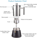 300ML 304 Stainless Steel Geyser Coffee Maker Induction Cooker Espresso Coffee Maker Coffee pot  Moka Pot Italian Coffee Machine