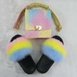 Fashion Style Slides Summer outdoor Flip Flops Flat Fur Sandals women Slippers