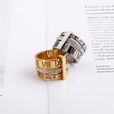 Hot Sale 18k Gold Vacuum Plating Zircon Simple Design Two Finger Roman Numerals Rings