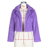JRRY Casual Women Faux Fur Coats Long Sleeve Furry Cropped Jacket Open Stitch Fluffy Overcoat Plus Size XXL Outdoor Wear