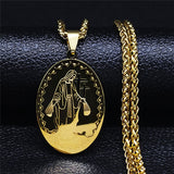 Hip Hop Double Layer Stainless Steel Long Pendant Necklace Women/Men Gold Color Virgin Mary Jewelry collier homme N6003S02