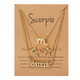 3Pcs/Set Cardboard Star Zodiac Sign Pendant Gold Color 12 Constellation Necklace Aries Cancer Leo Scorpio Necklace Jewelry Gifts