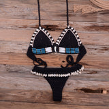 Knitted Bikini Shell Tassel Women Thong Halter Brazilian Biquinis Female Crochet Swimsuit , New Swimming Suit Ladies Swimwear