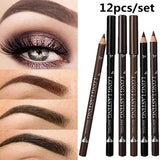 12 Pcs/Set Waterproof Eye Brow Pencil Precise Brow Definer Black Blonde Brown Eyebrow Pen Long Lasting Makeup 3 Colors Cosmetic