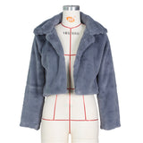 JRRY Casual Women Faux Fur Coats Long Sleeve Furry Cropped Jacket Open Stitch Fluffy Overcoat Plus Size XXL Outdoor Wear