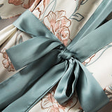 Blue Sleep Set Intimate Lingerie Sexy Nighty&amp;Robe Suit 2021 New Women Kimono Bathrobe Gown Satin Print Flower Sleepwear Homewear