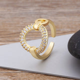 Fashion Copper Zircon Crystal Gold Plated Ring Round Shape Jewelry Filled Wedding Band Rings Gemstone Ring party For Lady